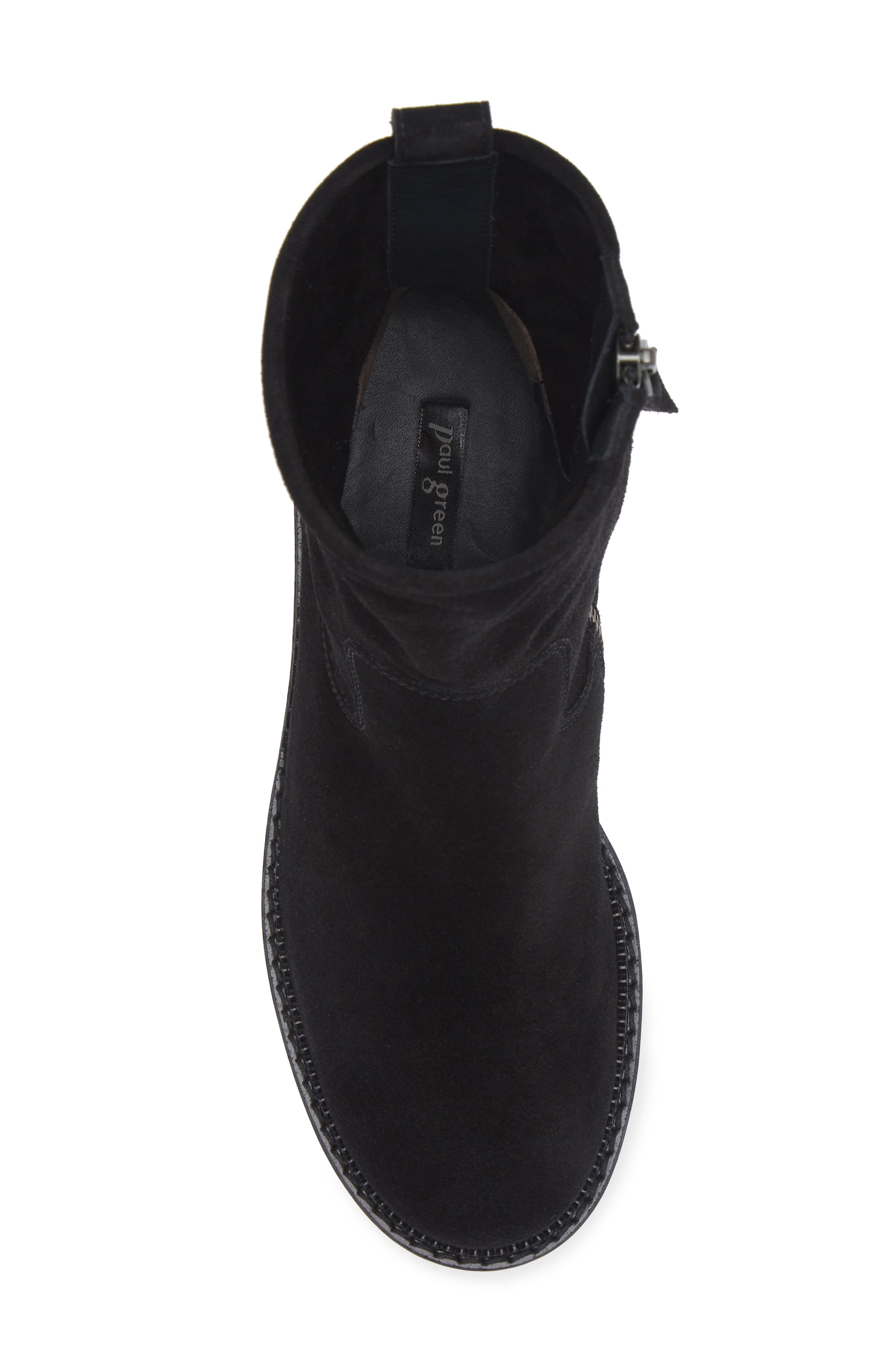 Paul Green Wanda Lug Sole Utility Boot, Alternate, color, Black Soft Suede