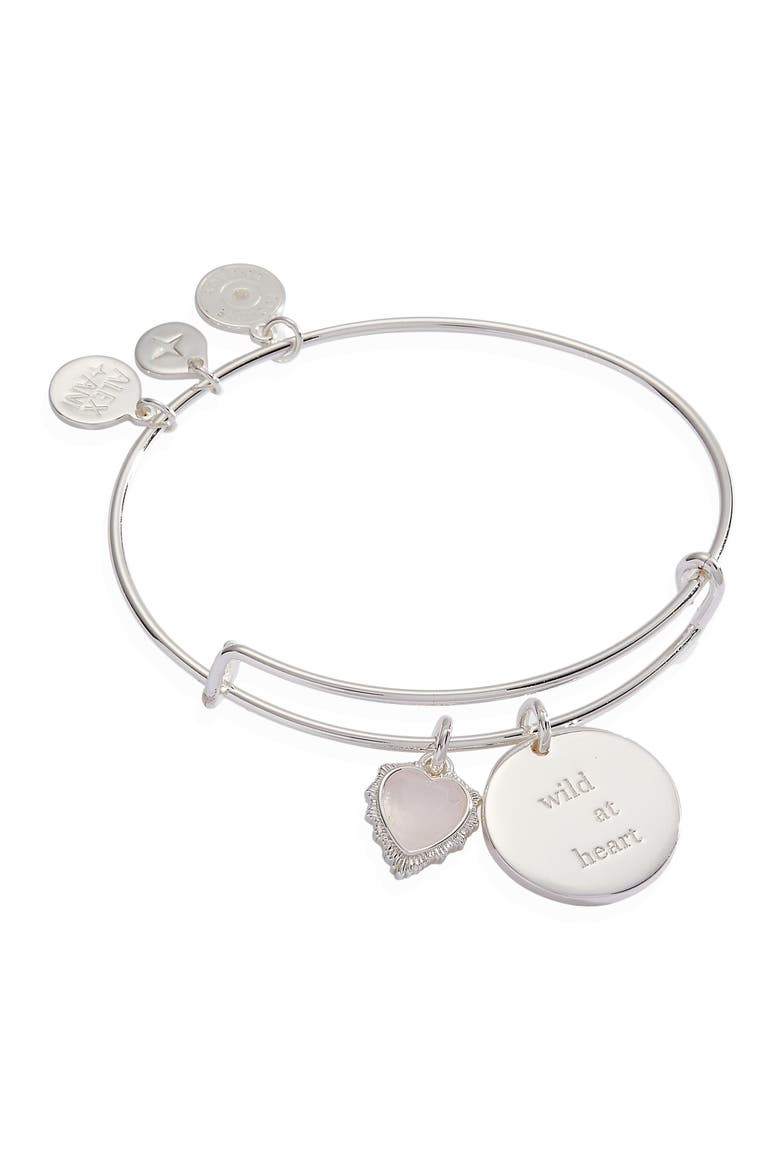 Wild At Heart Duo Charm Bangle Bracelet, Main, color, Silver