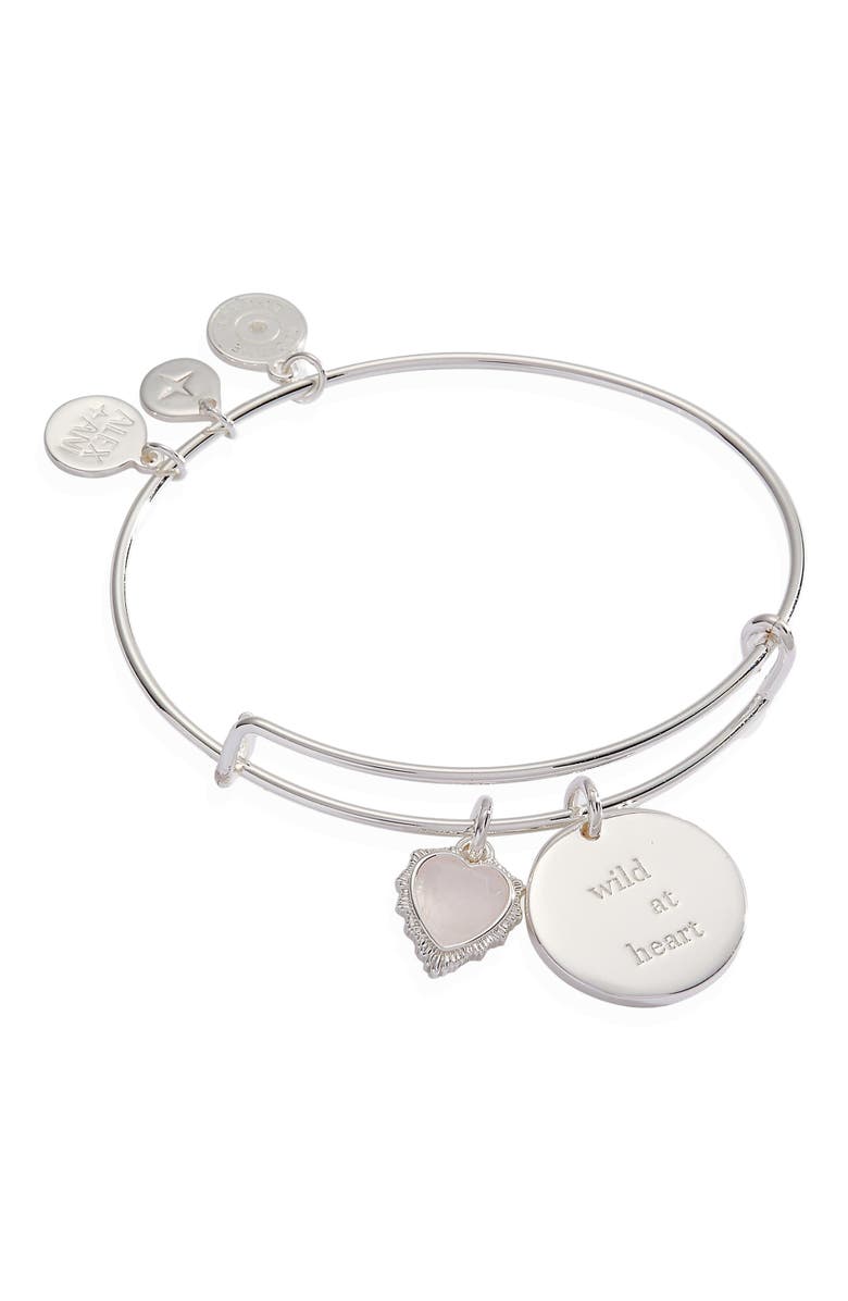 Alex and Ani Wild At Heart Duo Charm Bangle Bracelet, Main, color, Silver