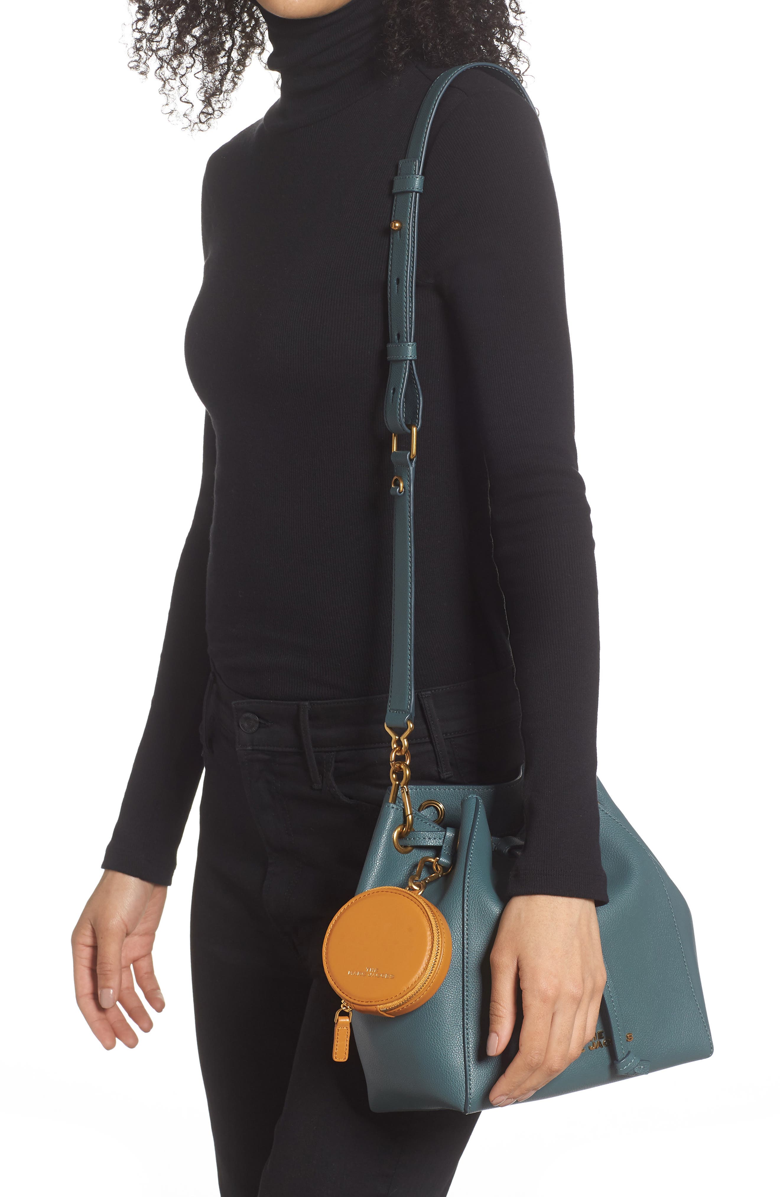 The Marc Jacobs The Bucket Bag Leather Crossbody Bag, Alternate, color, ARMORY BLUE