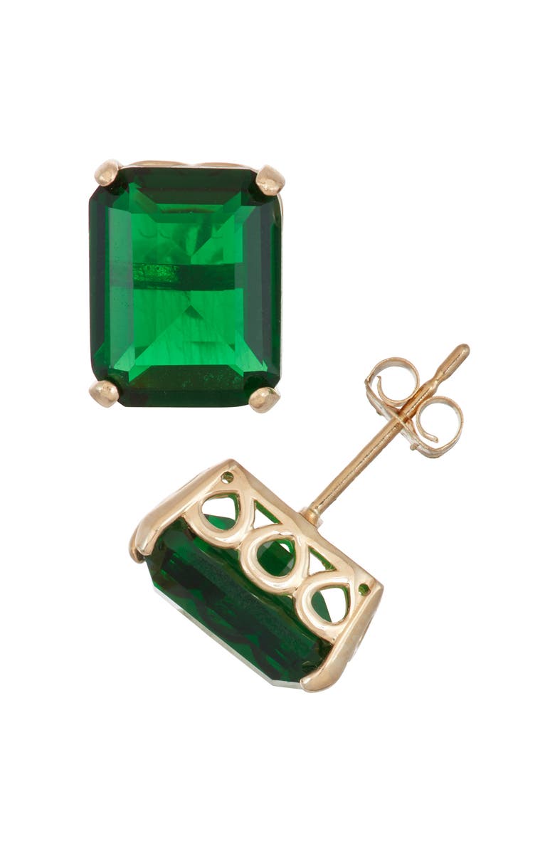 FZN 10K Gold Emerald Stud Earrings, Main, color, Yellow