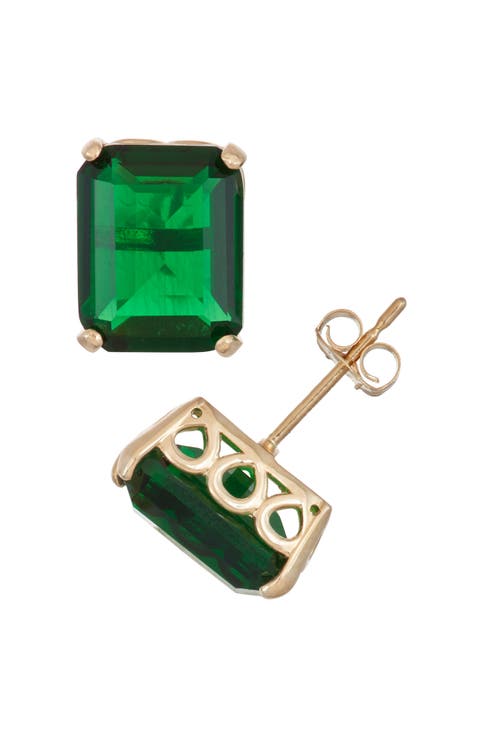 10K Gold Emerald Stud Earrings