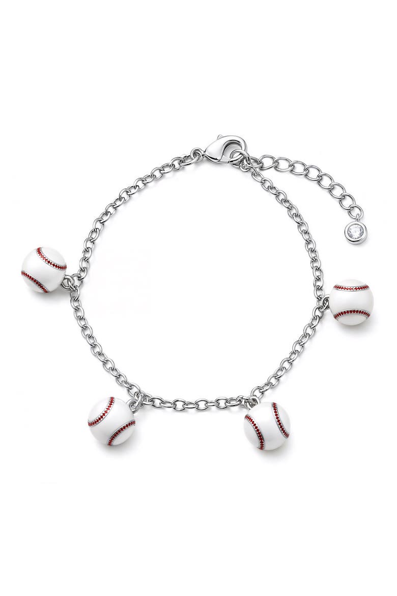 Kids' 3D Baseball Charm Bracelet, Main, color, WHITE