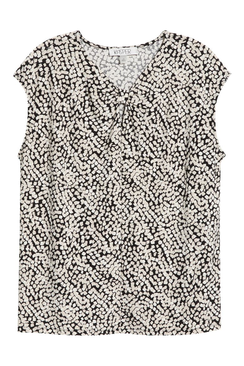 Dot Print Cap Sleeve Top, Alternate, color, BLACK MULTI
