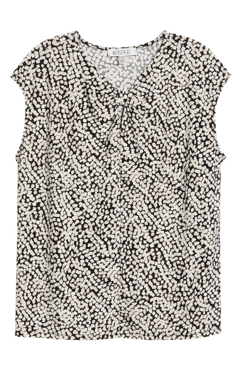 KASPER Dot Print Cap Sleeve Top, Main, color, Black Multi