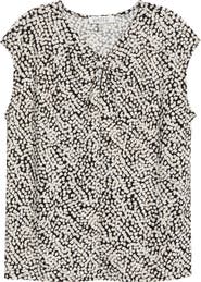 KASPER Dot Print Cap Sleeve Top