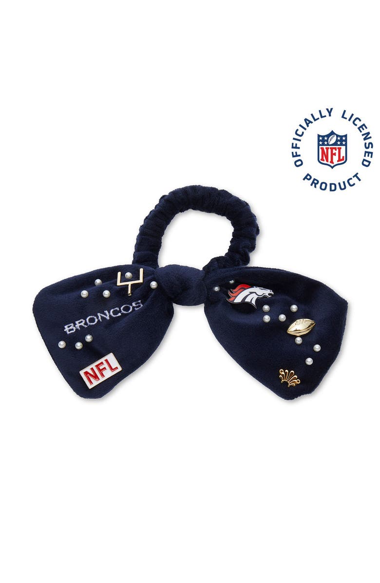 Lele Sadoughi Denver Broncos Bow Scrunchie, Main, color, Navy 400