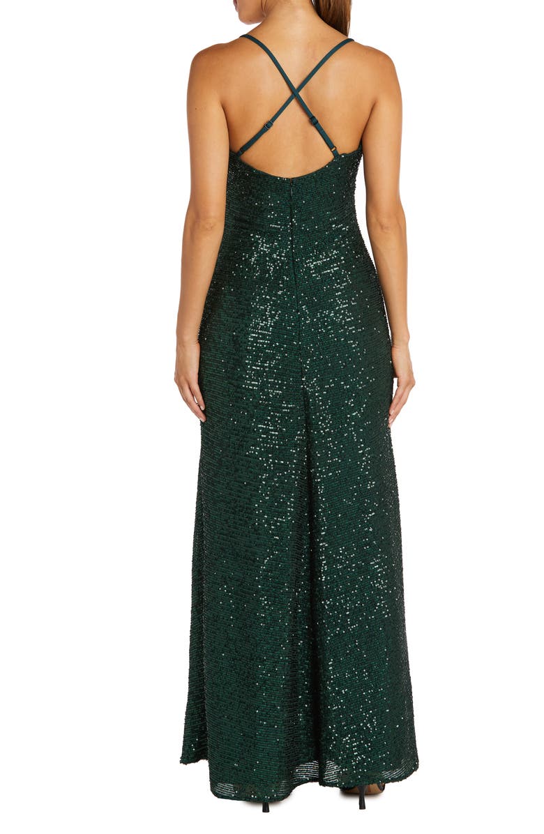 Nightway Sequin Cowl Neck Gown, Alternate, color, 