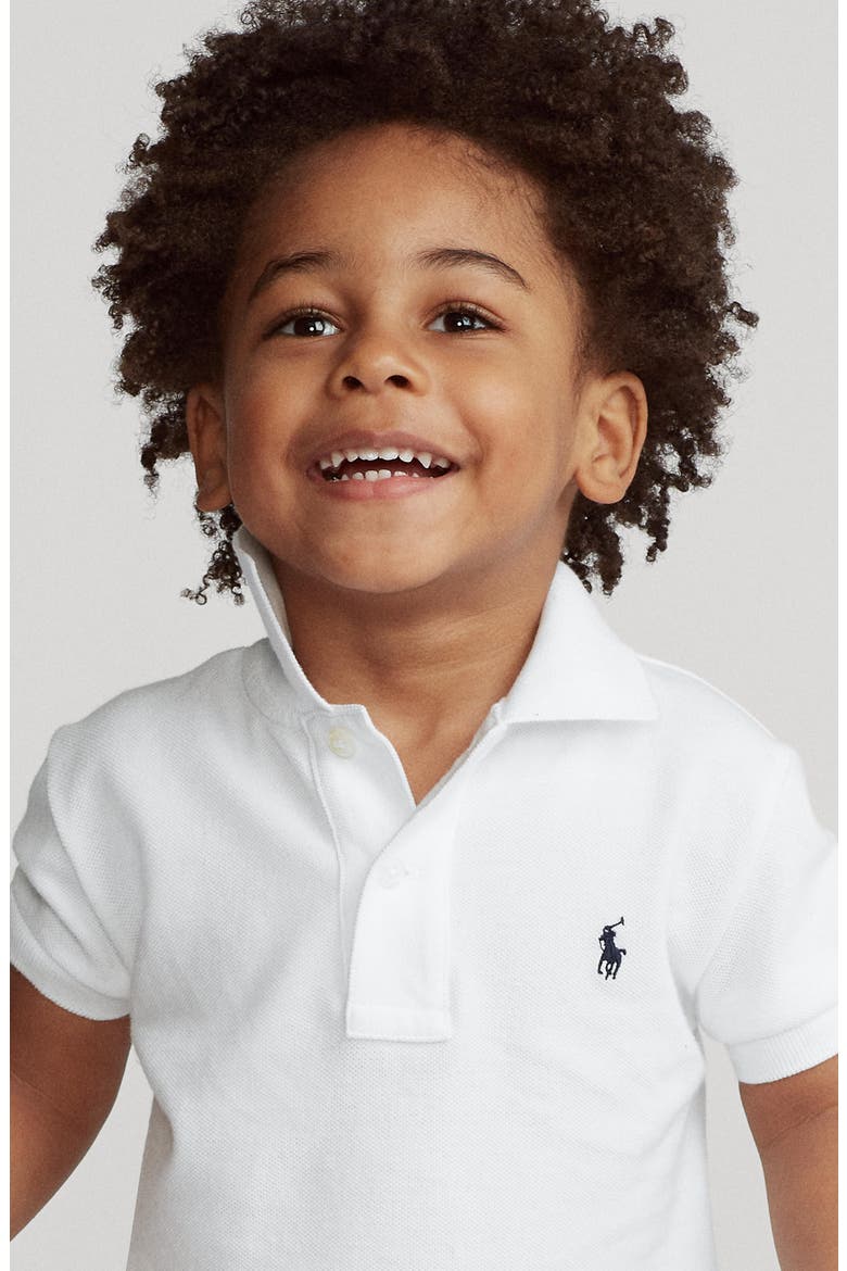 Kids' Solid Cotton Piqué Knit Polo, Alternate, color, WHITE