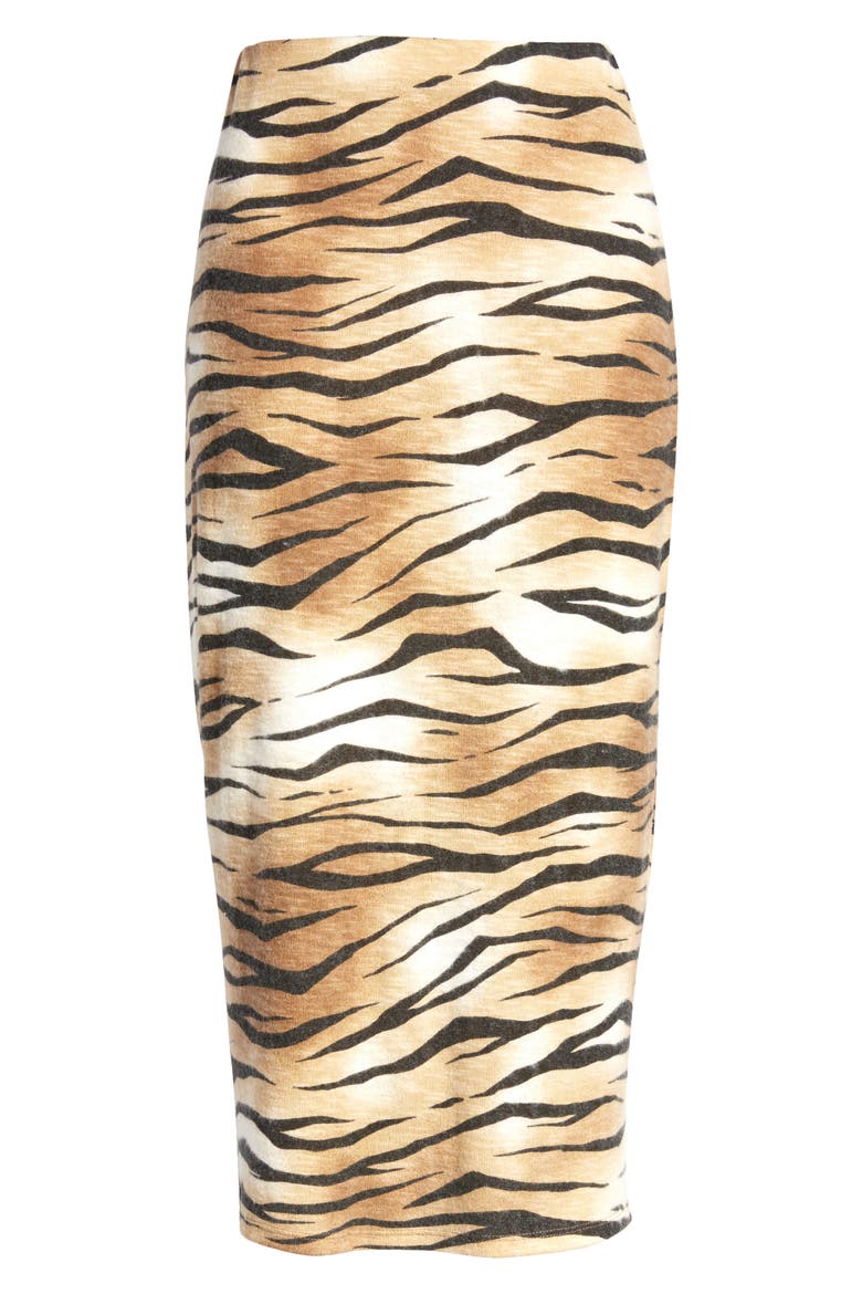 Tiger Stripe Midi Skirt, Alternate, color, TAN TIGER STRIPE