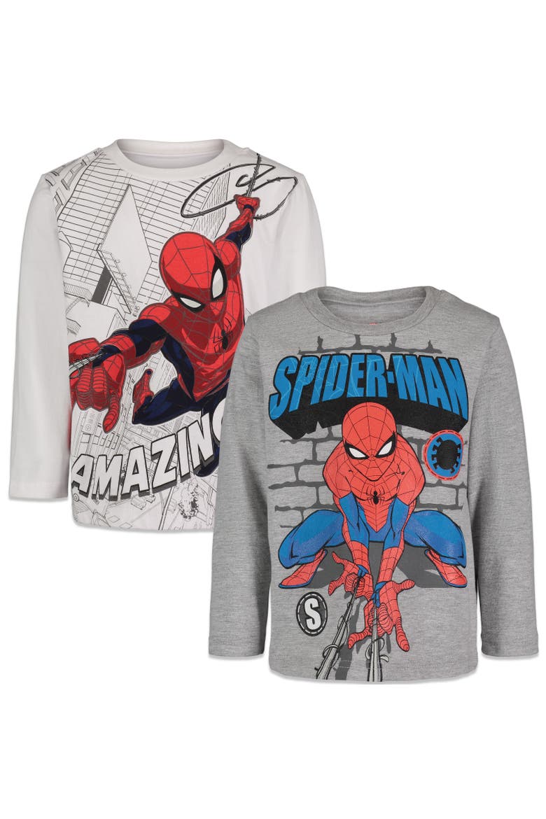 Spider-Man 2-Piece Long Sleeve T-Shirt Set, Main, color, Heather Grey White