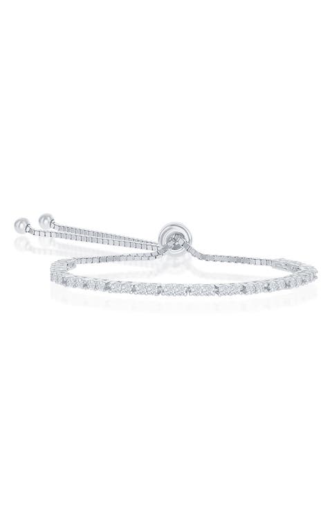Sterling Silver & CZ Bolo Bracelet