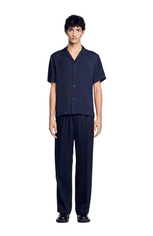 Sandro Shark Collar Shirt In Midnight Blue