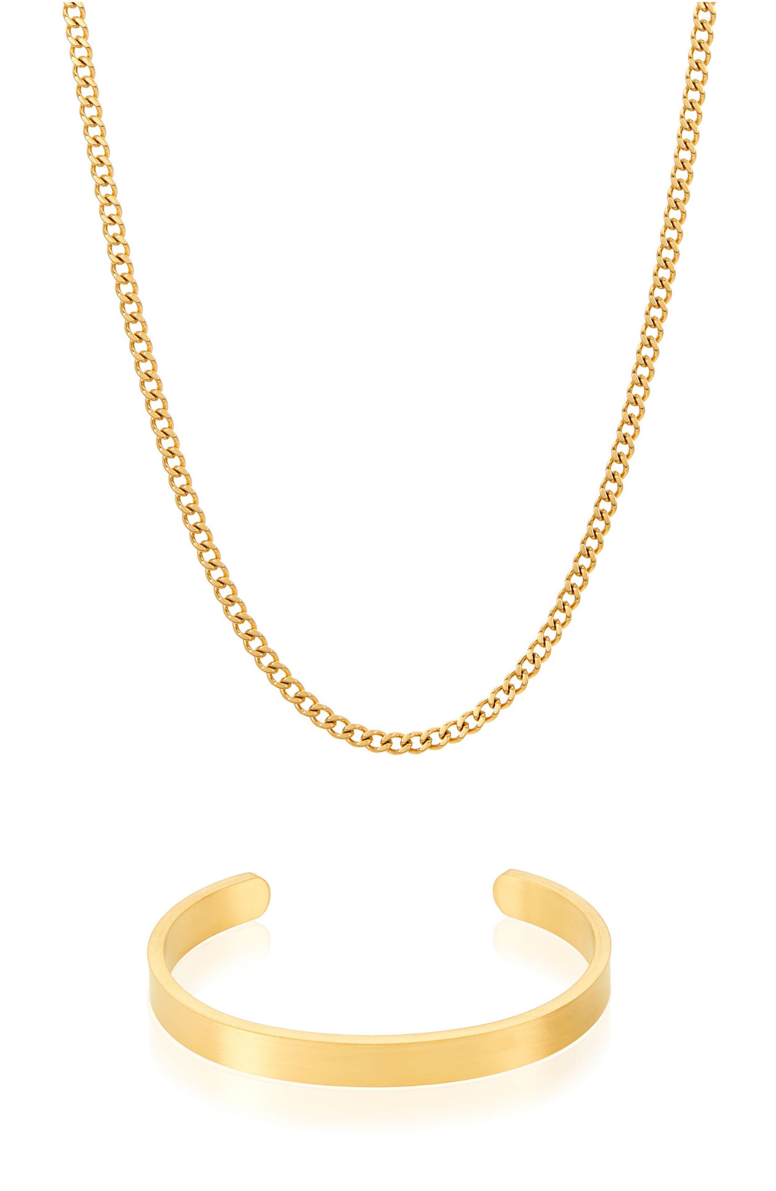 Men's 2-Piece Chain & Cuff Bracelet Set