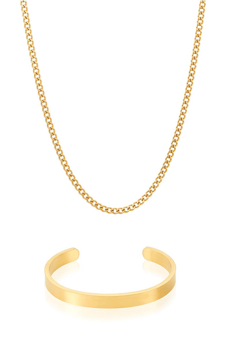 Men's 2-Piece Chain & Cuff Bracelet Set, Main, color, GOLD