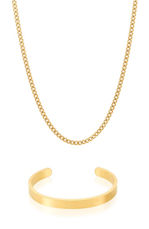 Men's 2-Piece Chain & Cuff Bracelet Set