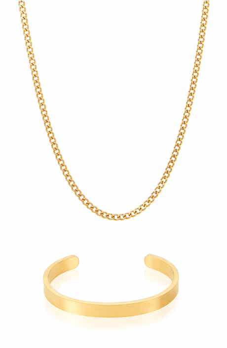 Men's 2-Piece Chain & Cuff Bracelet Set