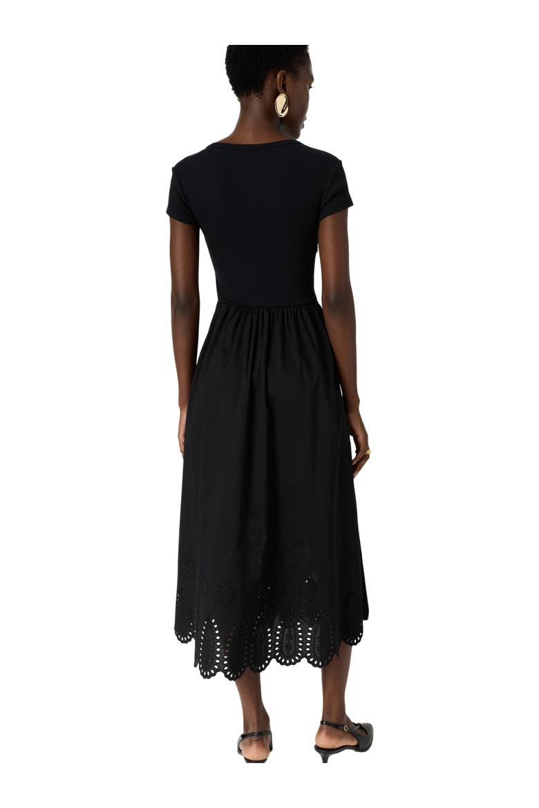 Rynah Scalloped Detail Midi Dress, Alternate, color, Black