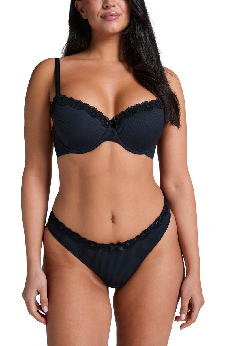 Hunkemöller Lola Padded Underwired Bra, Alternate, color, Caviar