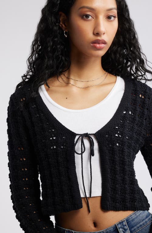 Bp. Fly Away Open Stitch Cardigan In Black