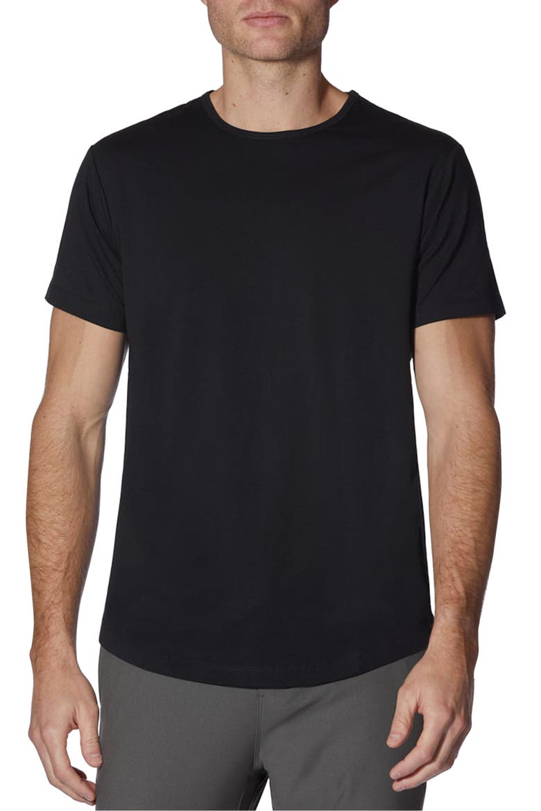 AO Curve Hem Cotton Blend T-Shirt, Main, color, BLACK