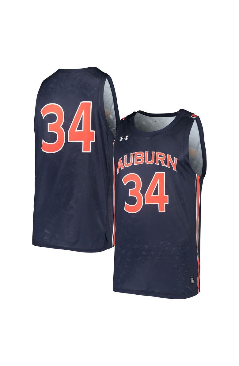 Under Armour Men's Under Armour #34 Navy Auburn Tigers College Replica Basketball Jersey, Main, color, 