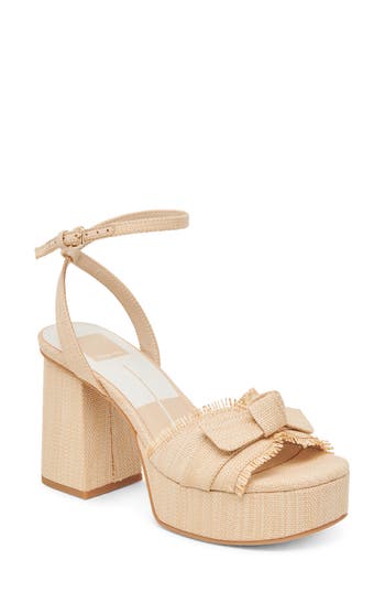 Dolce Vita Blithe Platform Sandal In Natural Raffia