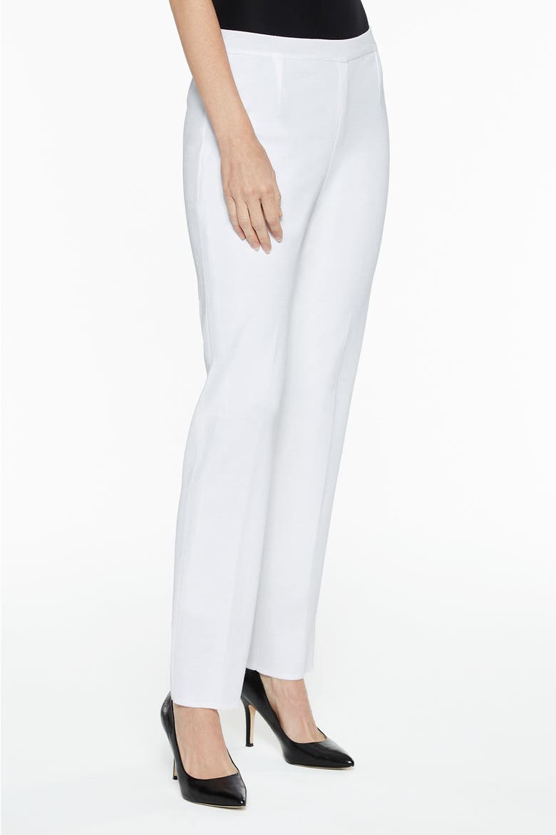 Knit Lined Straight-Leg Pants, Alternate, color, White