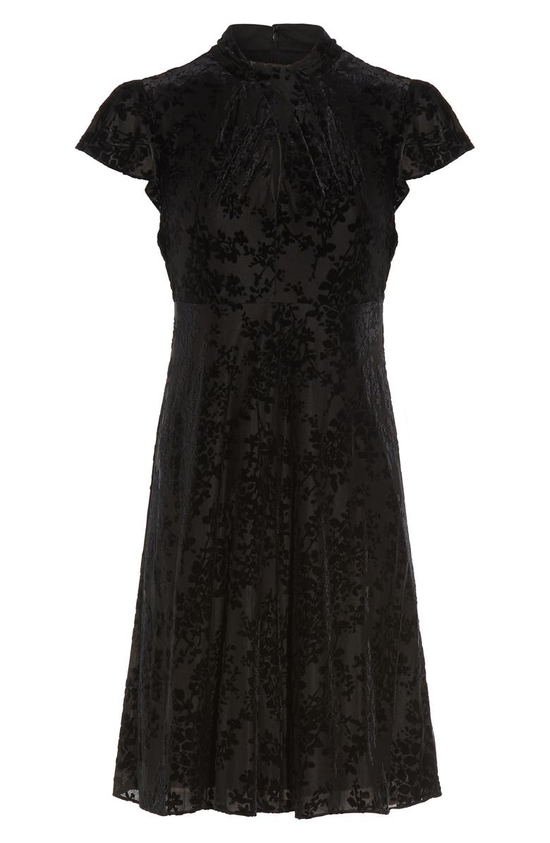 Adrianna Papell Cap Sleeve Floral Velvet Burnout Drape Dress, Alternate, color,