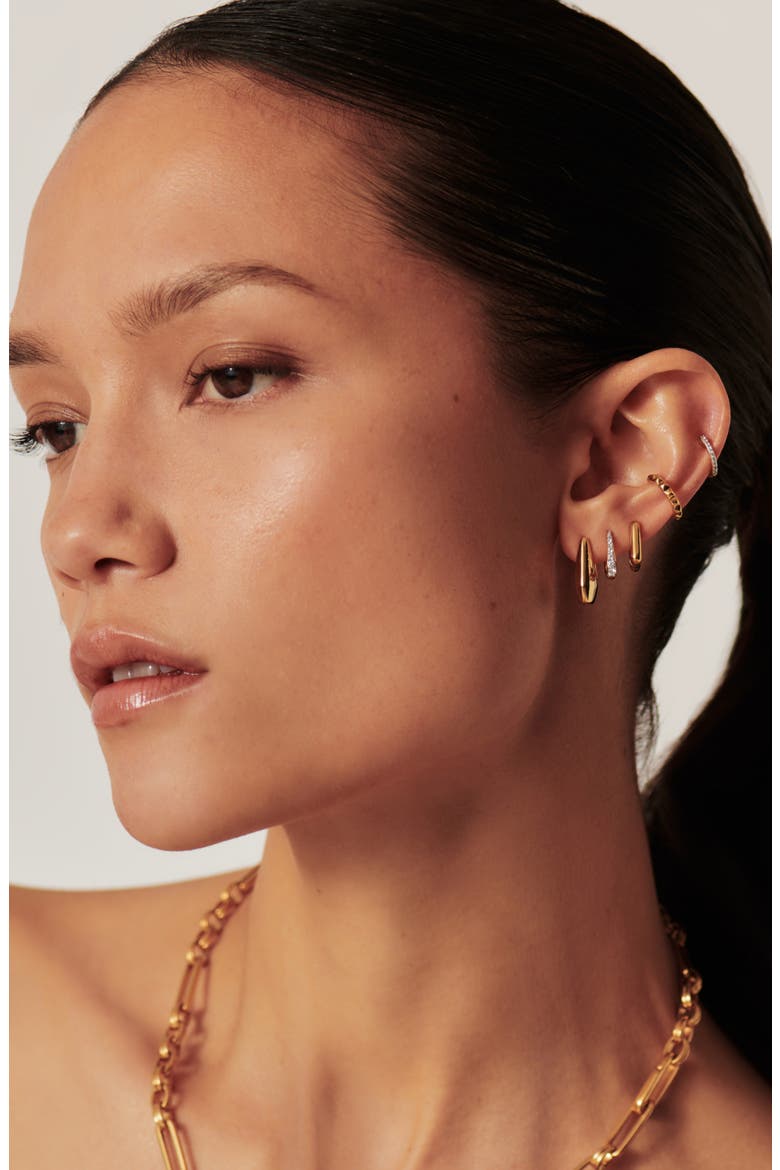 Lucy Williams Arco Small Hoop Earrings, Alternate, color, GOLD