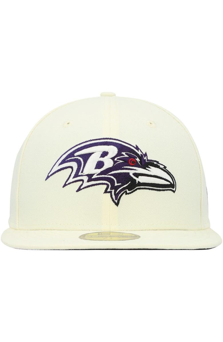 New Era Men's New Era Cream Baltimore Ravens Chrome Color Dim 59FIFTY Fitted Hat, Alternate, color, 