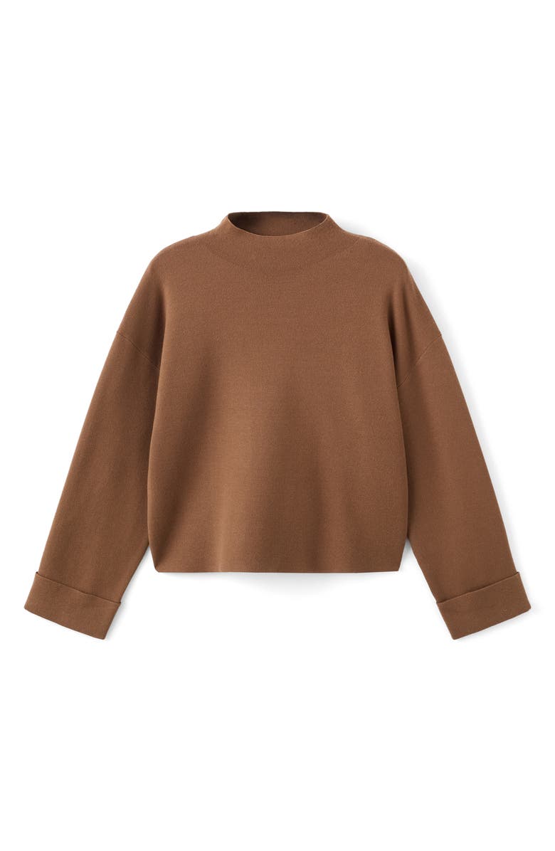 MANGO Funnel Neck Sweater, Alternate, color, Caramel