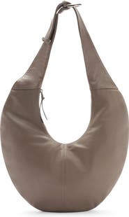MANGO Half Moon Leather Shoulder Bag