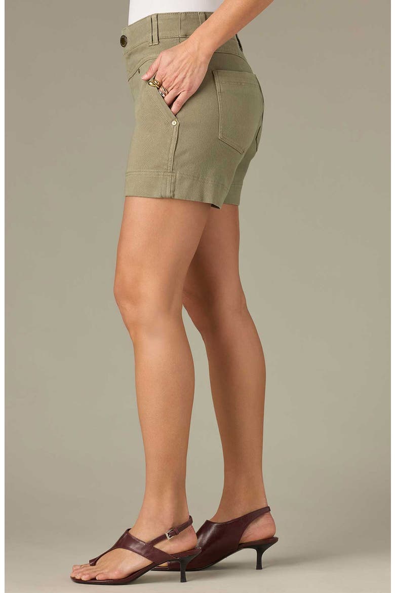V-Yoke High Waist Twill Shorts, Alternate, color, BASIL