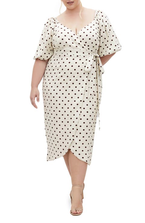 Claudine Faux Wrap Chiffon Midi Dress (Plus)