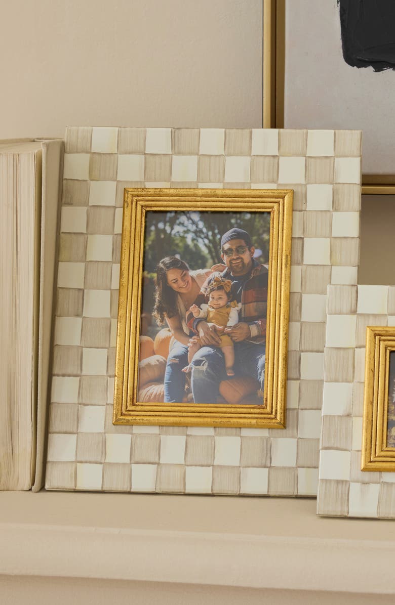 MACKENZIE CHILDS Mocha Check Enameled Steel 4 x 6-Inch Picture Frame, Alternate, color, Mocha