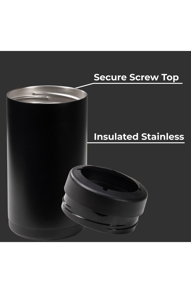 HydroJug Standard Can Cooler, Insulated Stainless Steel Cup with Screw-Top Ring & Non-Slip Rubber Base, Alternate, color, Black