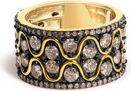 Haus of Brilliance 10K Yellow Gold Plated Sterling Silver 2-1/2 ctw Champagne Diamond Wavy Band Ring