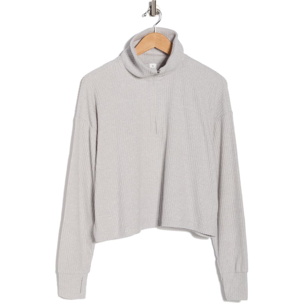 90 Degree By Reflex Brooklyn Rebel Rib Knit Half Zip Sweatshirt In Gray