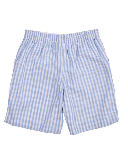 Florence Eiseman Stripe Linen Look Short In Blue
