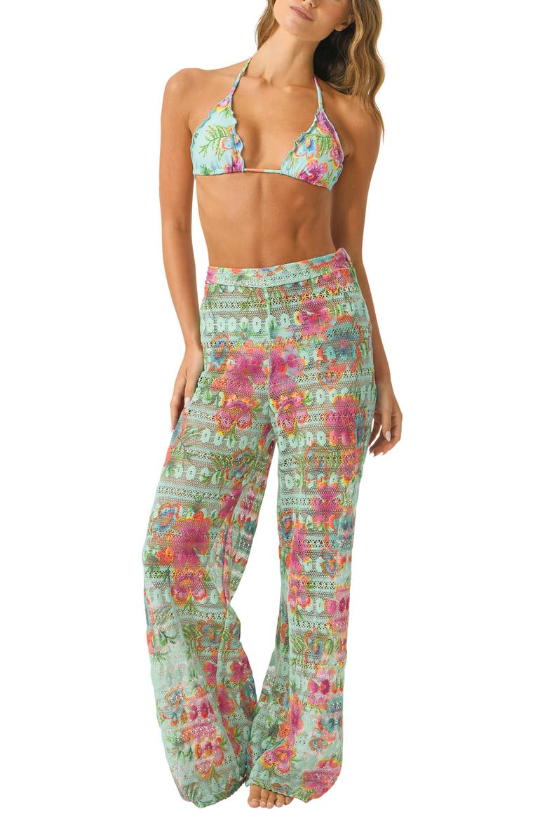 Meg Embroidered High Waist Cover-Up Pants, Main, color, SOLANA