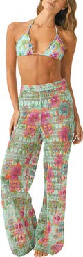 PQ SWIM Meg Embroidered High Waist Cover-Up Pants