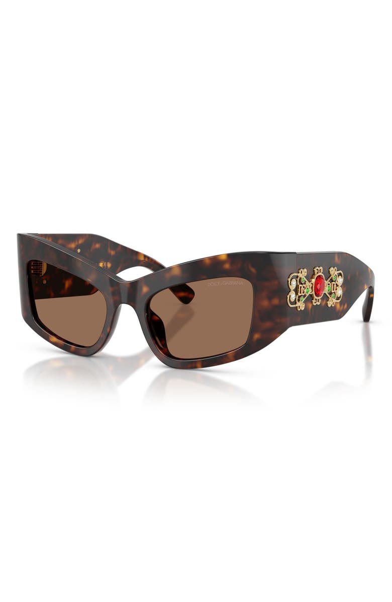 Dolce&Gabbana 53mm Cat Eye Sunglasses, Alternate, color, Havana / Dark Brown