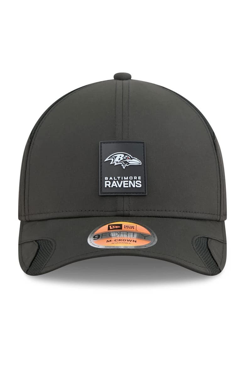 Men's New Era Black Baltimore Ravens 2025 Sideline  M-Crown 9FORTY Adjustable Hat, Alternate, color, Black