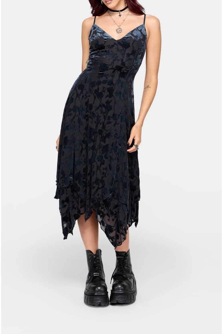 Sienna Devore Cami Midi Dress, Main, color, Navy