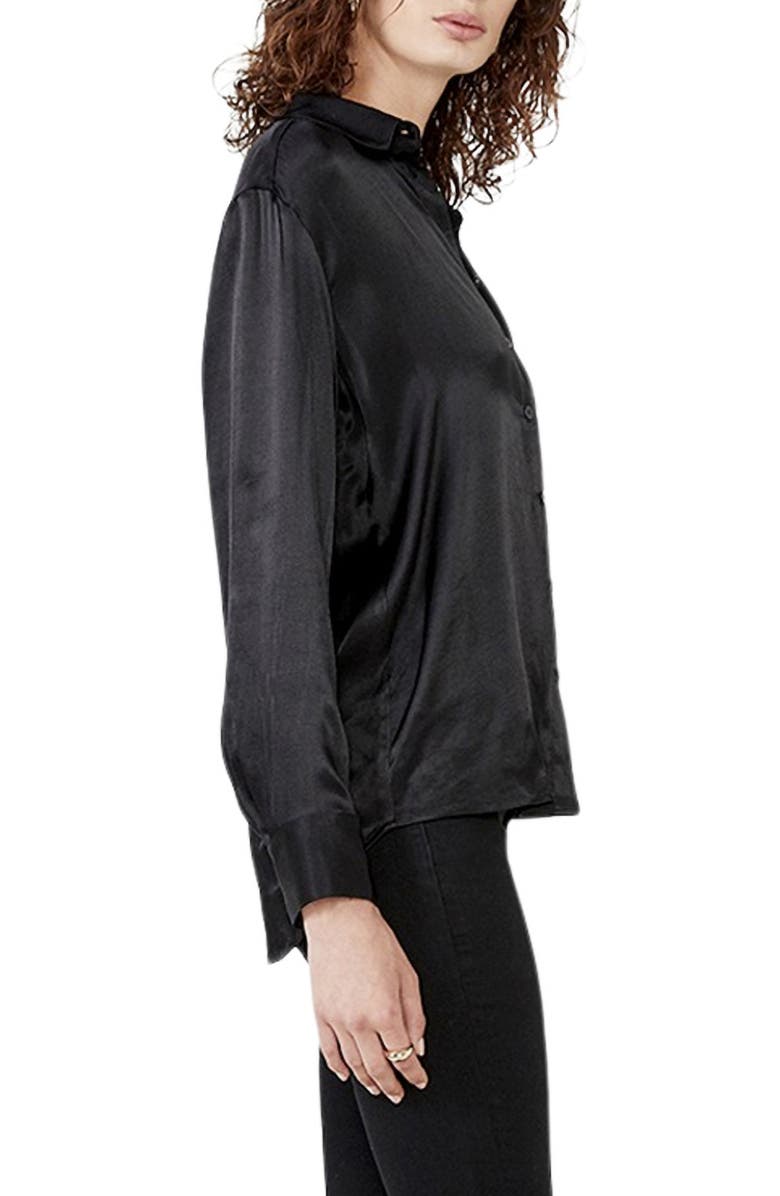 Bardot Satin Crepe Button-Up Shirt, Alternate, color, 