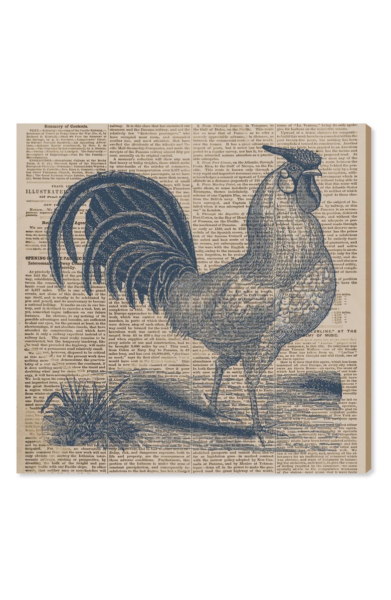 Oliver Gal Rooster Newspaper Canvas Wall Art, Main, color, 