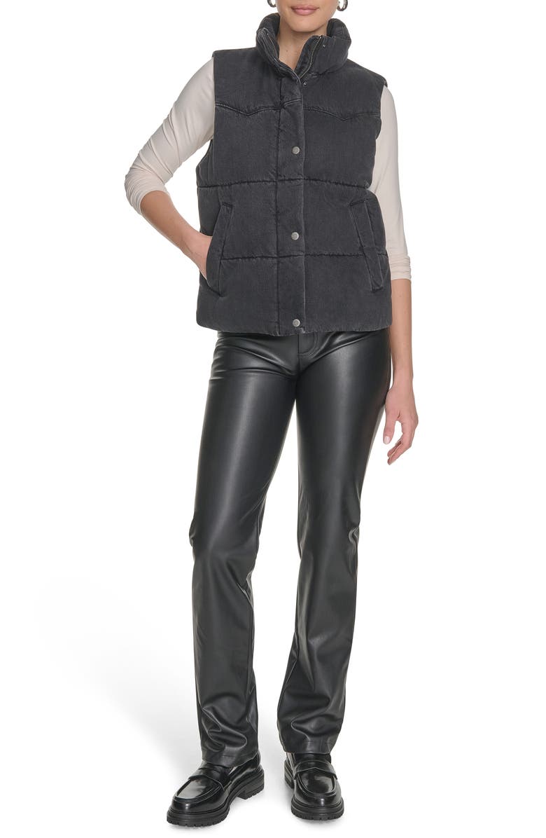 Levi's<sup>®</sup> Western Denim Puffer Vest, Alternate, color, Black Wash Denim