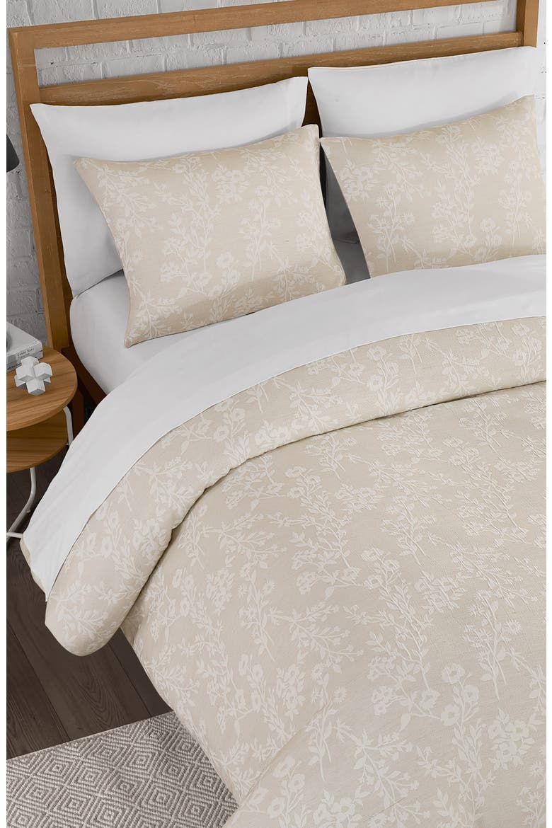 Ava Floral Jacquard Duvet Set, Alternate, color, BEIGE FLORAL
