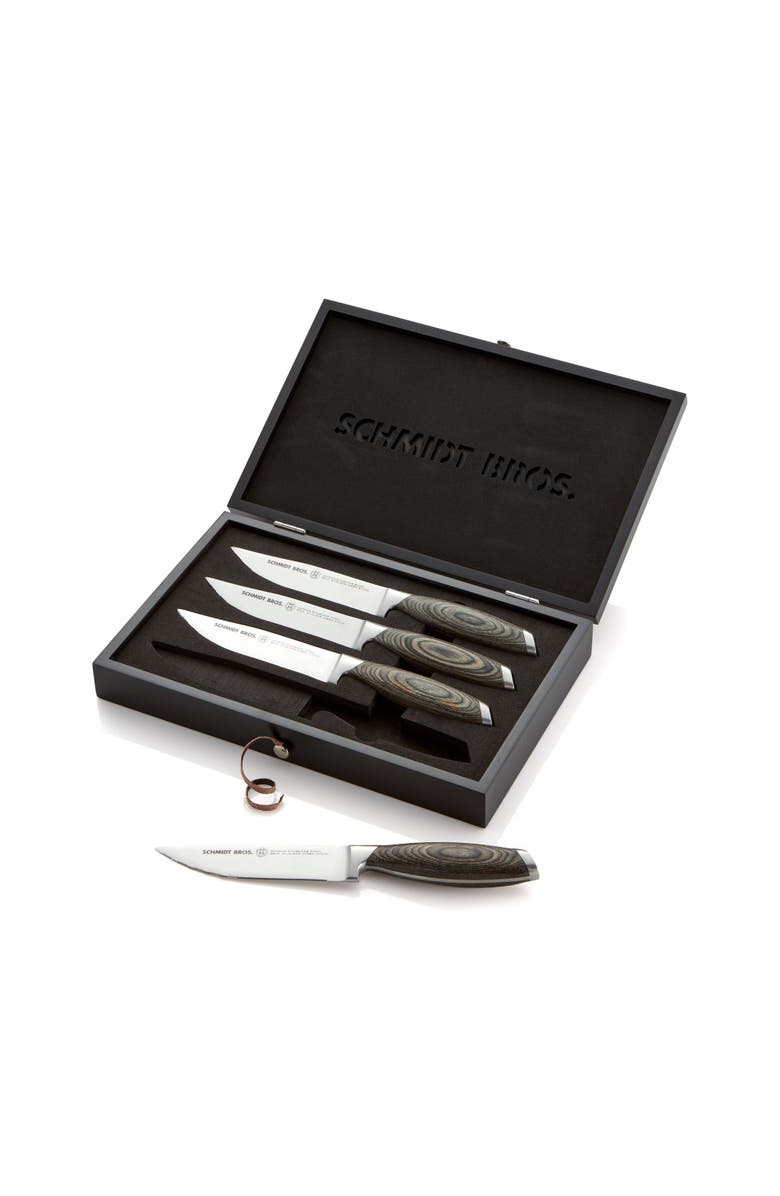 Schmidt Brothers Cutlery Bonded Ash 4-Piece Steak Set, Main, color, Grey